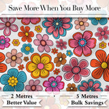 Cute  Floral Flowers on Light Grey Background Seamless Pattern Digital Print Fabric by the Metre UK Sewing Quilting Textile