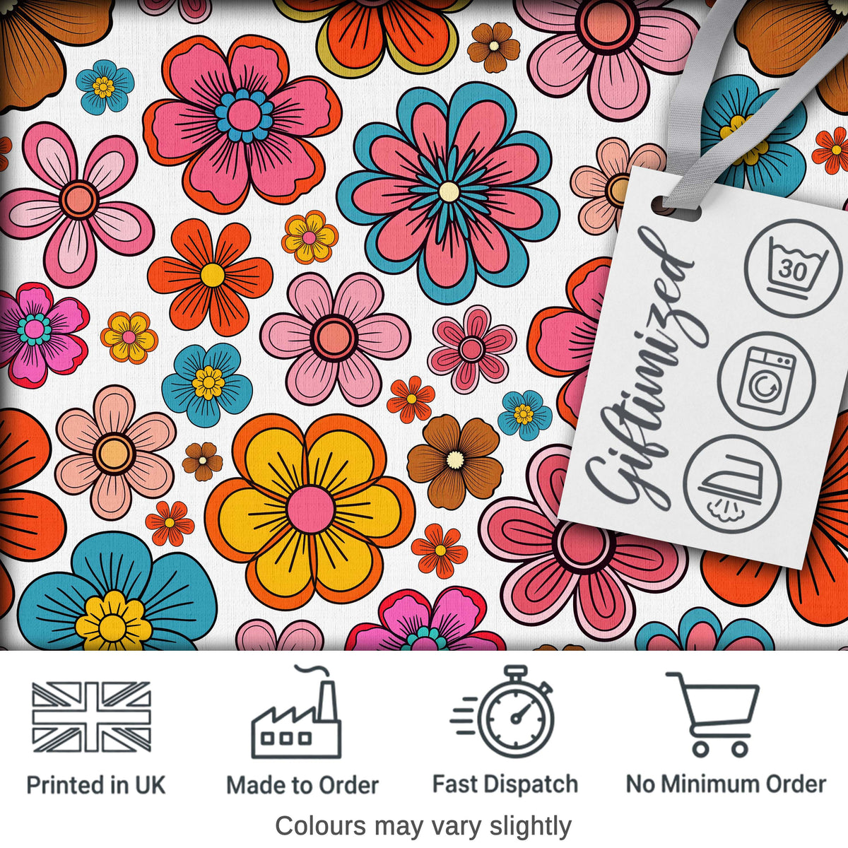 Cute  Floral Flowers on Light Grey Background Seamless Pattern Digital Print Fabric by the Metre UK Sewing Quilting Textile
