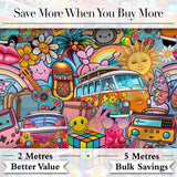 Cute  Hippie Rainbow Toys Collage Seamless Pattern Digital Print Fabric by the Metre UK Sewing Quilting Textile