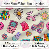 Toys  Smiley  Roller Skate Cream Background Seamless Pattern Digital Print Fabric by the Metre UK Sewing Quilting Textile