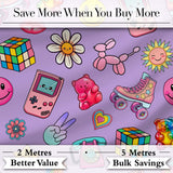 Toys  Smiley  Roller Skate Purple Background Seamless Pattern Digital Print Fabric by the Metre UK Sewing Quilting Textile