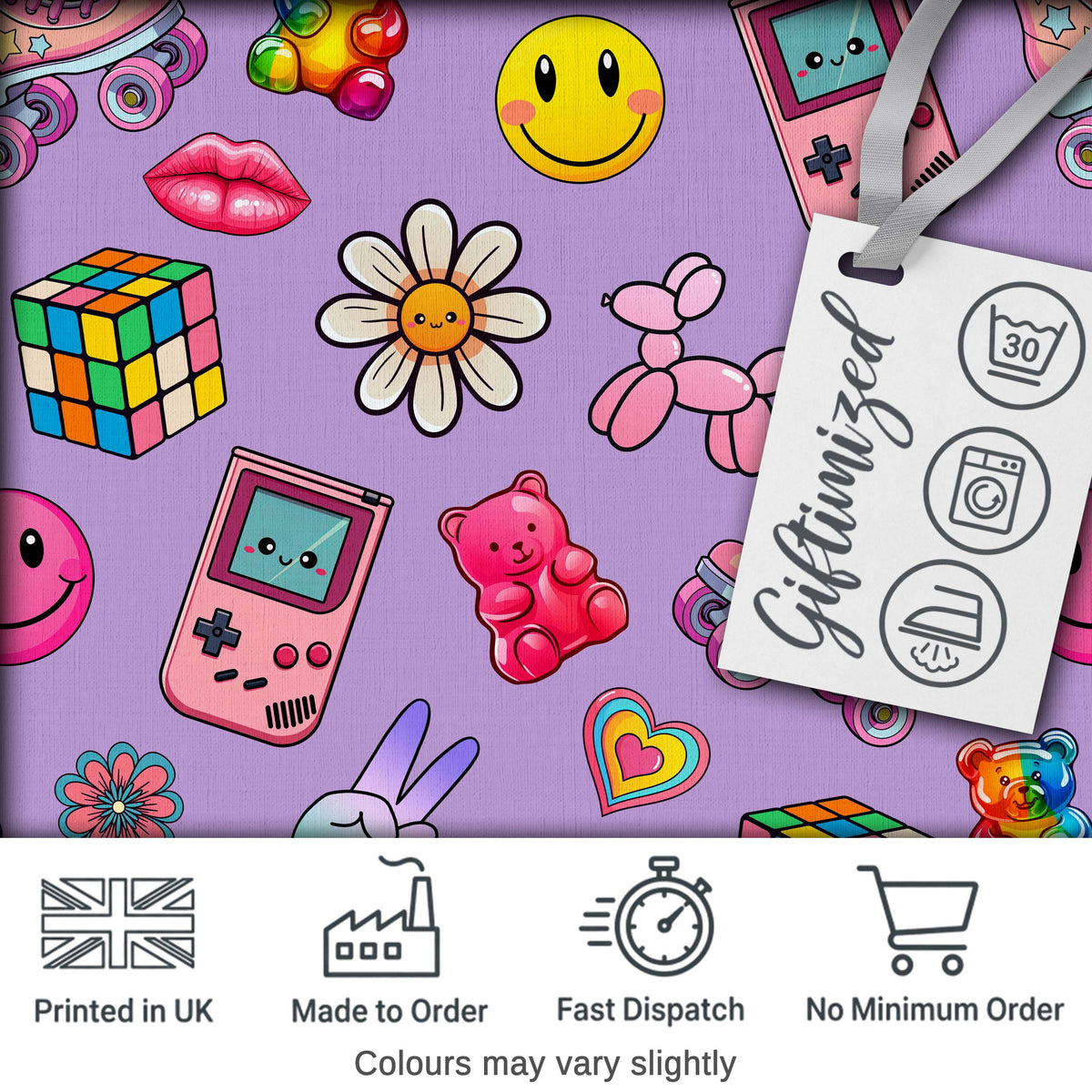 Toys  Smiley  Roller Skate Purple Background Seamless Pattern Digital Print Fabric by the Metre UK Sewing Quilting Textile