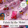 Gummy Bear Cherry Rainbow Roller Skate Light Pink Background Seamless Digital Print Fabric by the Metre UK Sewing Quilting Textile