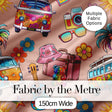 Hippie Vans Camera Guitar Floral Peach Background Seamless Digital Print Fabric by the Metre UK Sewing Quilting Textile