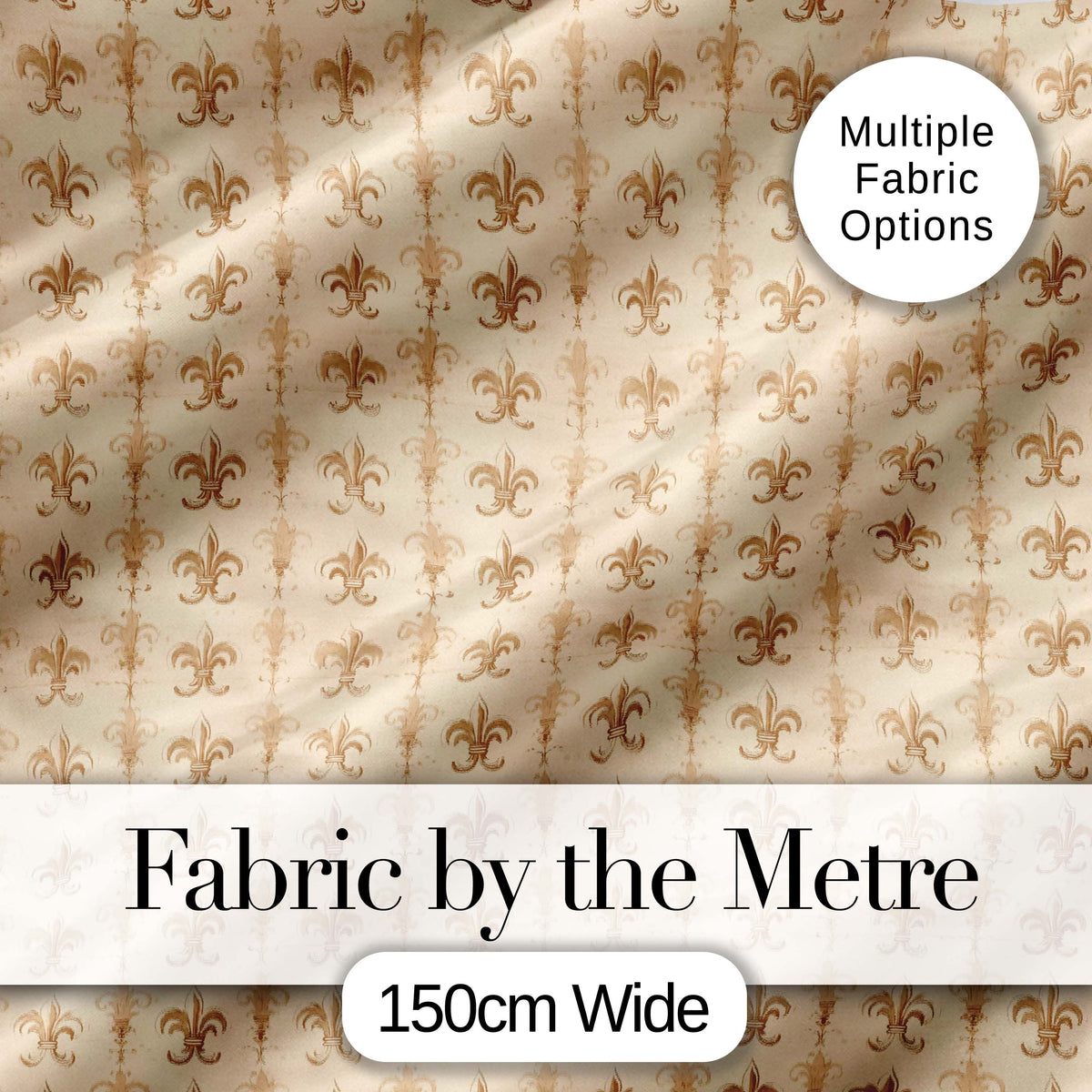 Vintage Fleur De Lis Damask Pattern Light Antique Background Seamless Digital Print Fabric by the Metre UK Sewing Quilting Textile