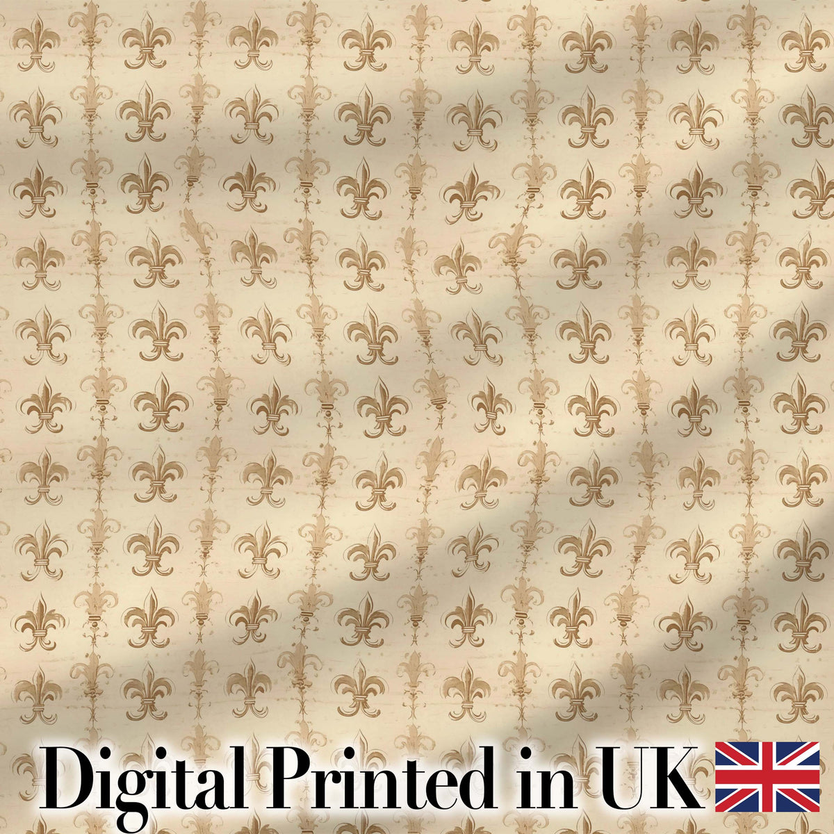 Vintage Fleur De Lis Damask Pattern Light Antique Background Seamless Digital Print Fabric by the Metre UK Sewing Quilting Textile
