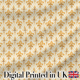 Vintage Fleur De Lis Damask Pattern Warm Gold Background Seamless Digital Print Fabric by the Metre UK Sewing Quilting Textile
