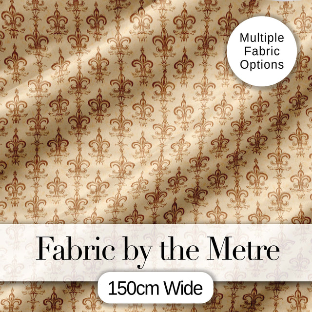 Vintage Fleur De Lis Damask Pattern Classic Cream Background Seamless Digital Print Fabric by the Metre UK Sewing Quilting Textile