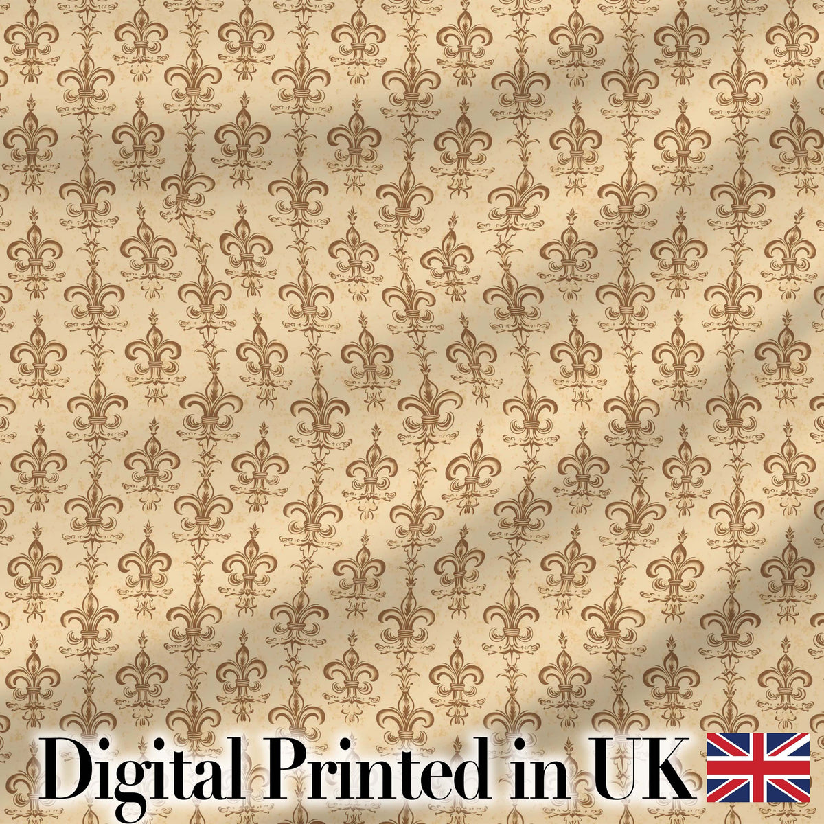 Vintage Fleur De Lis Damask Pattern Classic Cream Background Seamless Digital Print Fabric by the Metre UK Sewing Quilting Textile