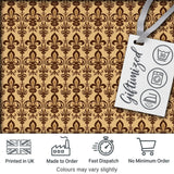 Bold Dark Brown Fleur De Lis Floral Damask Seamless Pattern Digital Print Fabric by the Metre UK Sewing Quilting Textile