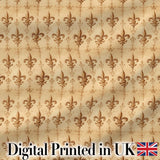 Vintage Aged Fleur De Lis Classic Antique Style Seamless Pattern Digital Print Fabric by the Metre UK Sewing Quilting Textile