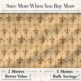 Vintage Aged Fleur De Lis Classic Antique Style Seamless Pattern Digital Print Fabric by the Metre UK Sewing Quilting Textile