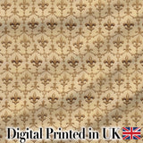Classic Beige Fleur De Lis Scroll Detail Seamless Pattern Elegant Design Digital Print Fabric by the Metre UK Sewing Quilting Textile