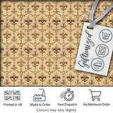 Classic Beige Fleur De Lis Scroll Detail Seamless Pattern Elegant Design Digital Print Fabric by the Metre UK Sewing Quilting Textile