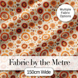 Orange Brown Circular Floral Motif Seamless Pattern Mid Century Style Digital Print Fabric by the Metre UK Sewing Quilting Textile