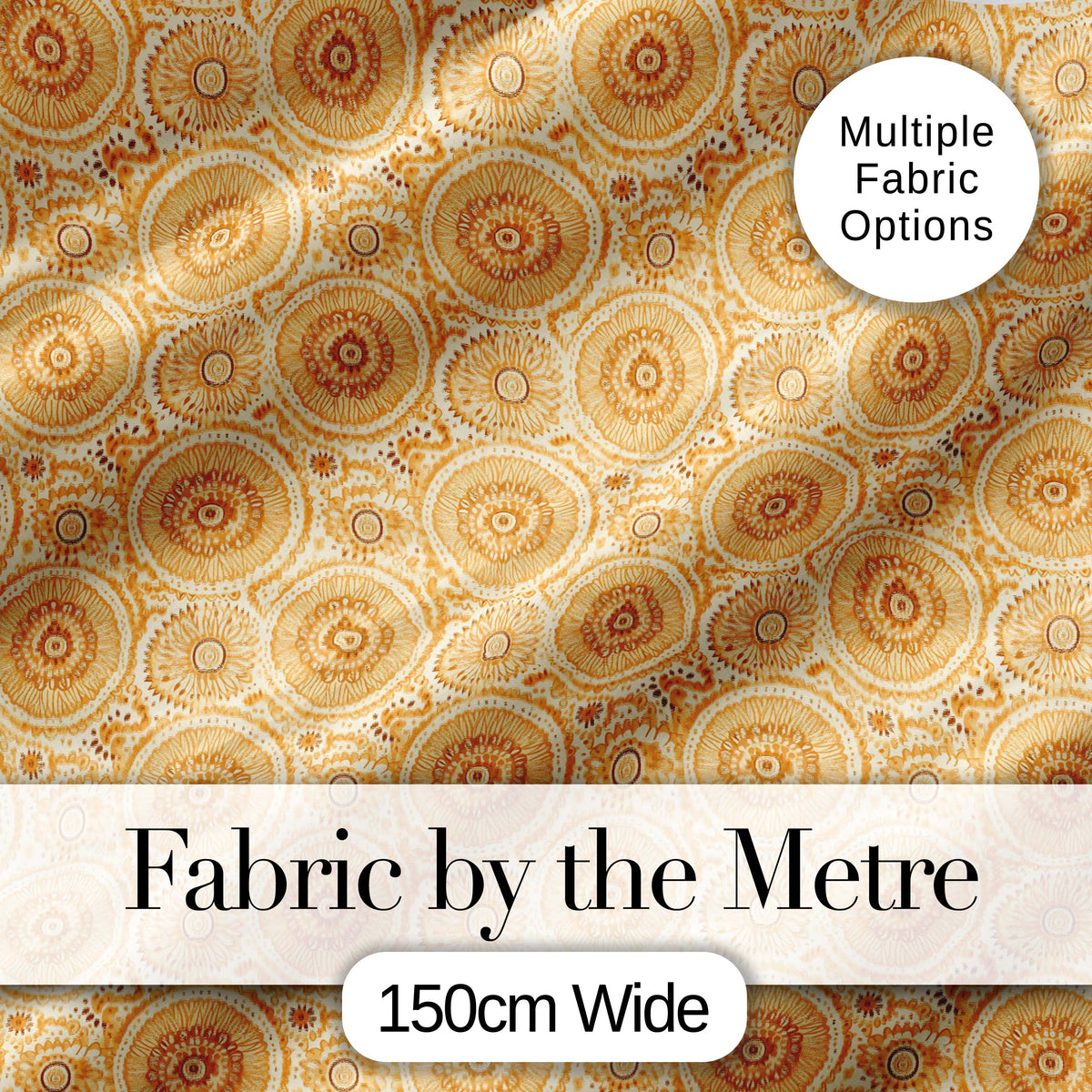 Warm Beige Ornate Mandala Floral Seamless Pattern Elegant Vintage Design Digital Print Fabric by the Metre UK Sewing Quilting Textile