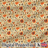 Bold Orange Navy Floral Vine Seamless Pattern Classic Decorative Style Digital Print Fabric by the Metre UK Sewing Quilting Textile