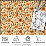 Bold Orange Navy Floral Vine Seamless Pattern Classic Decorative Style Digital Print Fabric by the Metre UK Sewing Quilting Textile