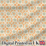 Soft Pastel Orange Green Floral Seamless Pattern  Garden Style Digital Print Fabric by the Metre UK Sewing Quilting Textile
