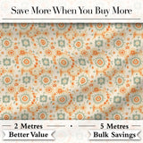 Soft Pastel Orange Green Floral Seamless Pattern  Garden Style Digital Print Fabric by the Metre UK Sewing Quilting Textile