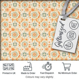 Soft Pastel Orange Green Floral Seamless Pattern  Garden Style Digital Print Fabric by the Metre UK Sewing Quilting Textile