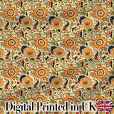 Detailed Vintage Orange Yellow Floral Seamless Pattern Classic Botanical Design Digital Print Fabric by the Metre UK Sewing Quilting Textile