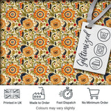 Detailed Vintage Orange Yellow Floral Seamless Pattern Classic Botanical Design Digital Print Fabric by the Metre UK Sewing Quilting Textile
