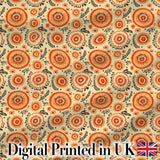 Bright Orange Floral Circular Motif Seamless Pattern  Decorative Style Digital Print Fabric by the Metre UK Sewing Quilting Textile