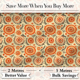 Bright Orange Floral Circular Motif Seamless Pattern  Decorative Style Digital Print Fabric by the Metre UK Sewing Quilting Textile