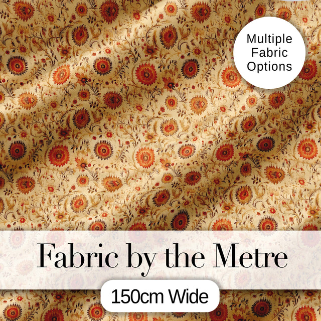 Vintage Autumn Floral Vine Seamless Pattern Warm Orange Beige Botanical Digital Print Fabric by the Metre UK Sewing Quilting Textile