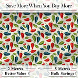 Hand Painted Pepper Seamless Pattern Red Blue Green Vegetable Print Digital Print Fabric by the Metre UK Sewing Quilting Textile
