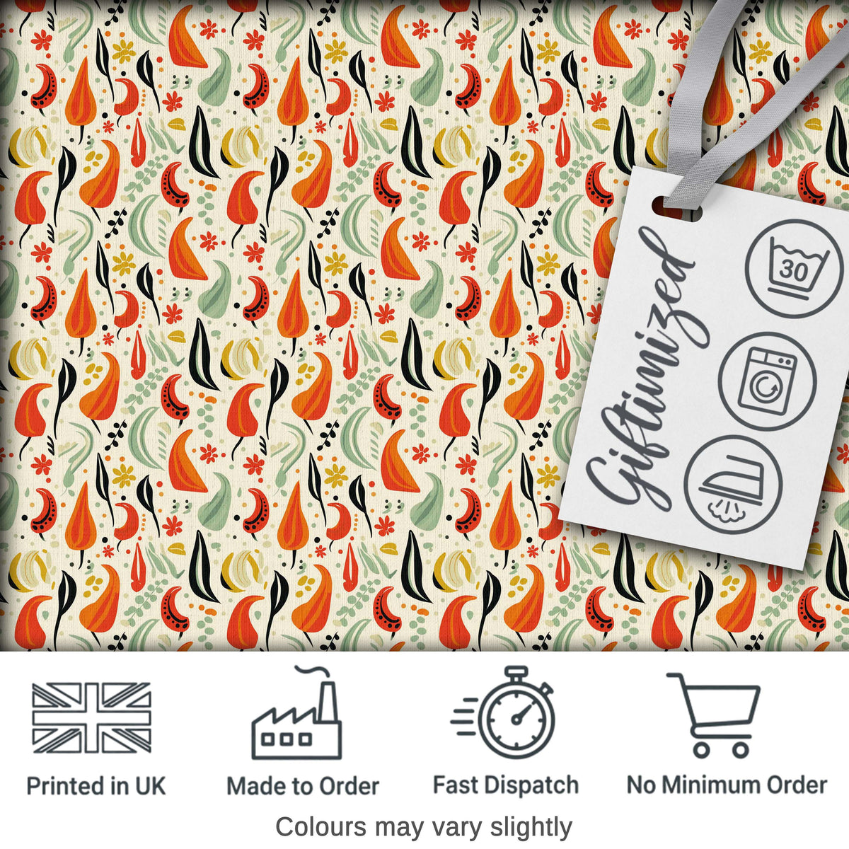 Minimalist Pepper Floral Seamless Pattern Soft  Kitchen Style Digital Print Fabric by the Metre UK Sewing Quilting Textile