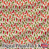 Hand Drawn Red Green Chili Pepper Seamless Pattern Vintage Botanical Food Digital Print Fabric by the Metre UK Sewing Quilting Textile
