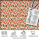 Hand Drawn Red Green Chili Pepper Seamless Pattern Vintage Botanical Food Digital Print Fabric by the Metre UK Sewing Quilting Textile