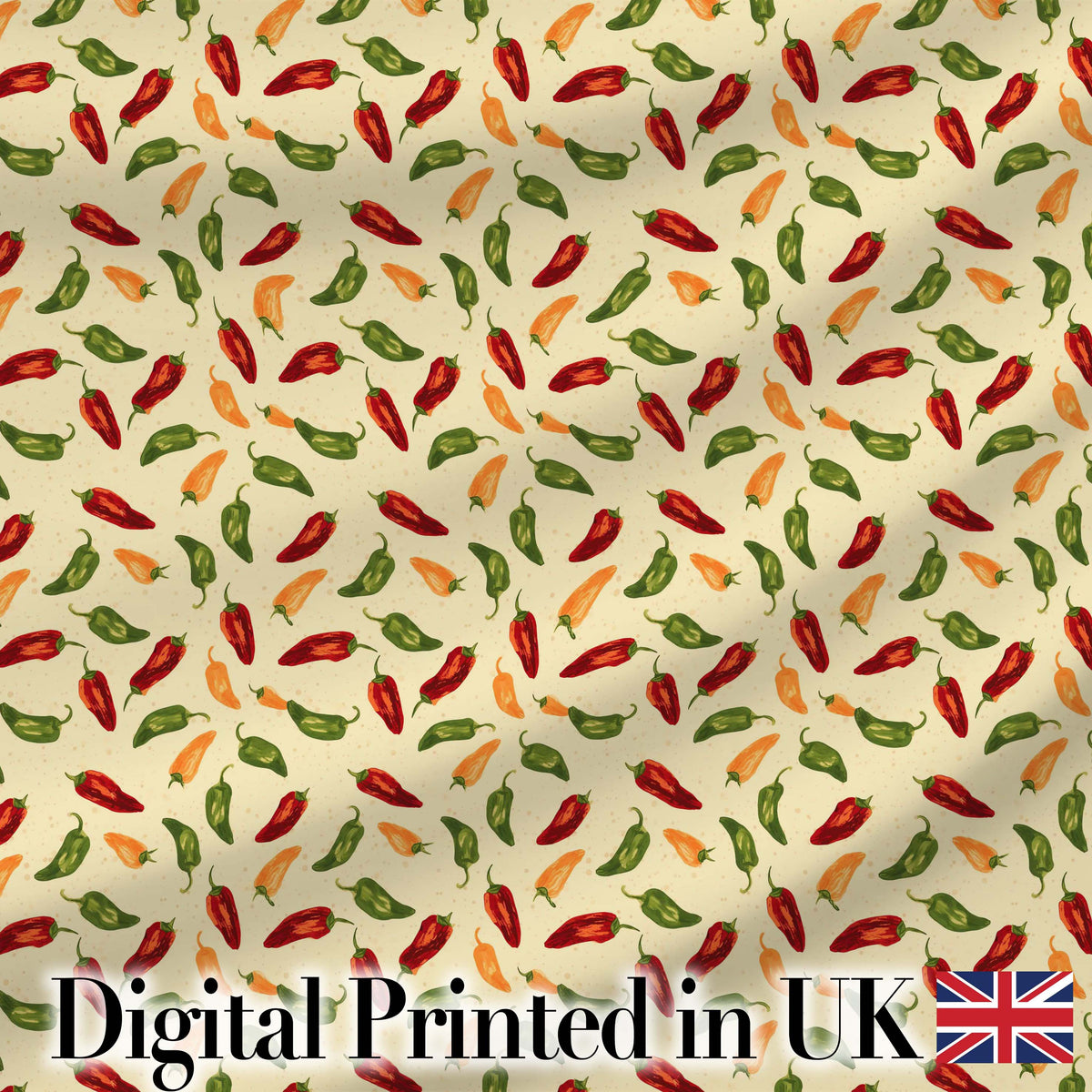 Soft  Chili Pepper Seamless Pattern Warm Red Green Kitchen Style Digital Print Fabric by the Metre UK Sewing Quilting Textile