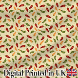Soft  Chili Pepper Seamless Pattern Warm Red Green Kitchen Style Digital Print Fabric by the Metre UK Sewing Quilting Textile