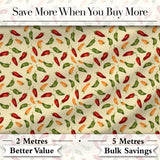 Soft  Chili Pepper Seamless Pattern Warm Red Green Kitchen Style Digital Print Fabric by the Metre UK Sewing Quilting Textile