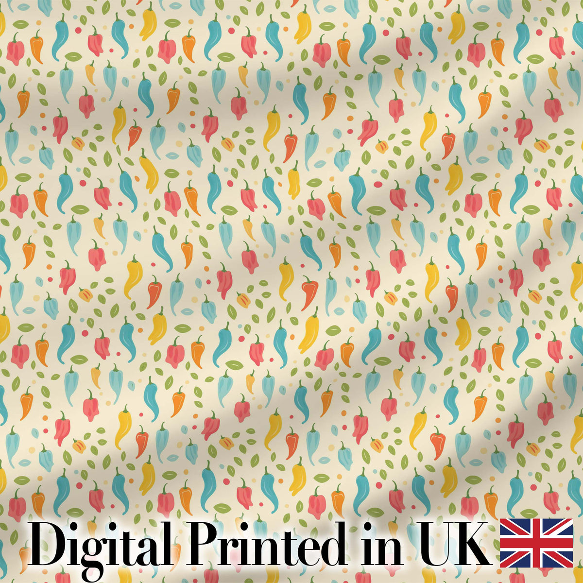 Pastel Colorful Pepper Seamless Pattern Cute Minimal Kitchen Design Digital Print Fabric by the Metre UK Sewing Quilting Textile
