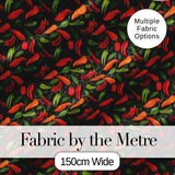 Mixed Chili Peppers and Leaves Dark Seamless Pattern Design Digital Print Fabric by the Metre UK Sewing Quilting Textile