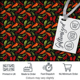Mixed Chili Peppers and Leaves Dark Seamless Pattern Design Digital Print Fabric by the Metre UK Sewing Quilting Textile