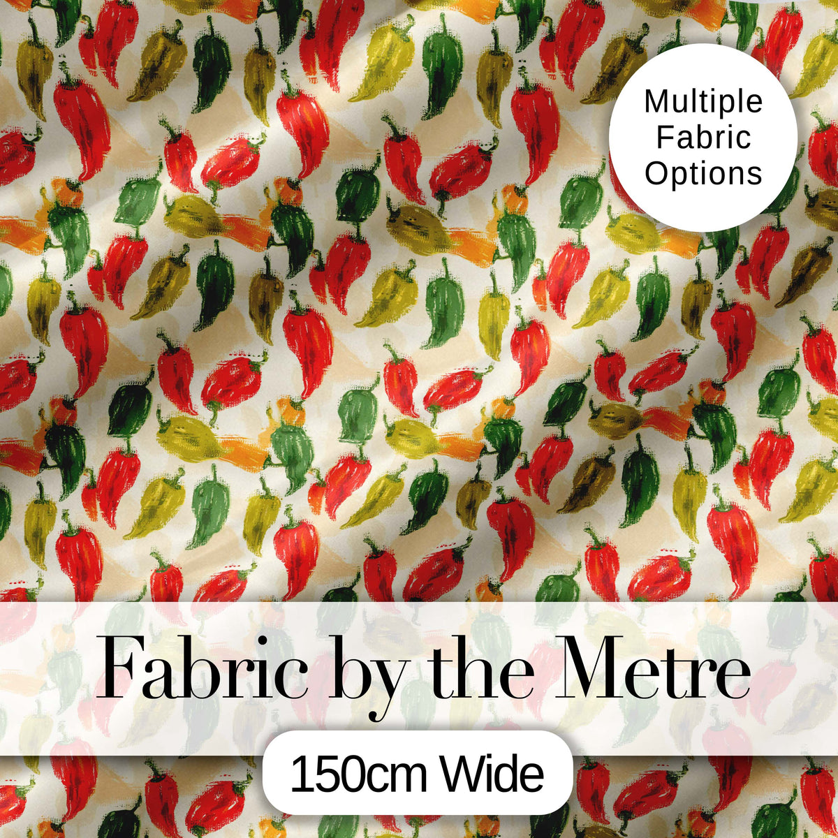 Painterly Chili Pepper Tossed Seamless Pattern Background v Digital Print Fabric by the Metre UK Sewing Quilting Textile
