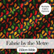 Colorful and Chili Peppers Seamless Pattern Dark Background Digital Print Fabric by the Metre UK Sewing Quilting Textile