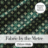 Vintage Floral Damask Green Seamless Pattern Elegant Style Digital Print Fabric by the Metre UK Sewing Quilting Textile