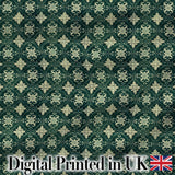 Vintage Floral Damask Green Seamless Pattern Elegant Style Digital Print Fabric by the Metre UK Sewing Quilting Textile