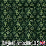 Dark Green Ornamental Damask Seamless Pattern Classic Style Digital Print Fabric by the Metre UK Sewing Quilting Textile
