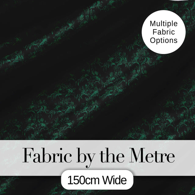 Dark Botanical Damask Seamless Pattern Elegant Vintage Style Digital Print Fabric by the Metre UK Sewing Quilting Textile