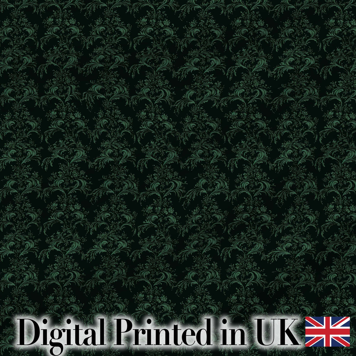 Dark Botanical Damask Seamless Pattern Elegant Vintage Style Digital Print Fabric by the Metre UK Sewing Quilting Textile