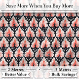 Gothic Black Pink Ornate Floral Seamless Pattern Vintage Style Digital Print Fabric by the Metre UK Sewing Quilting Textile