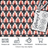Gothic Black Pink Ornate Floral Seamless Pattern Vintage Style Digital Print Fabric by the Metre UK Sewing Quilting Textile