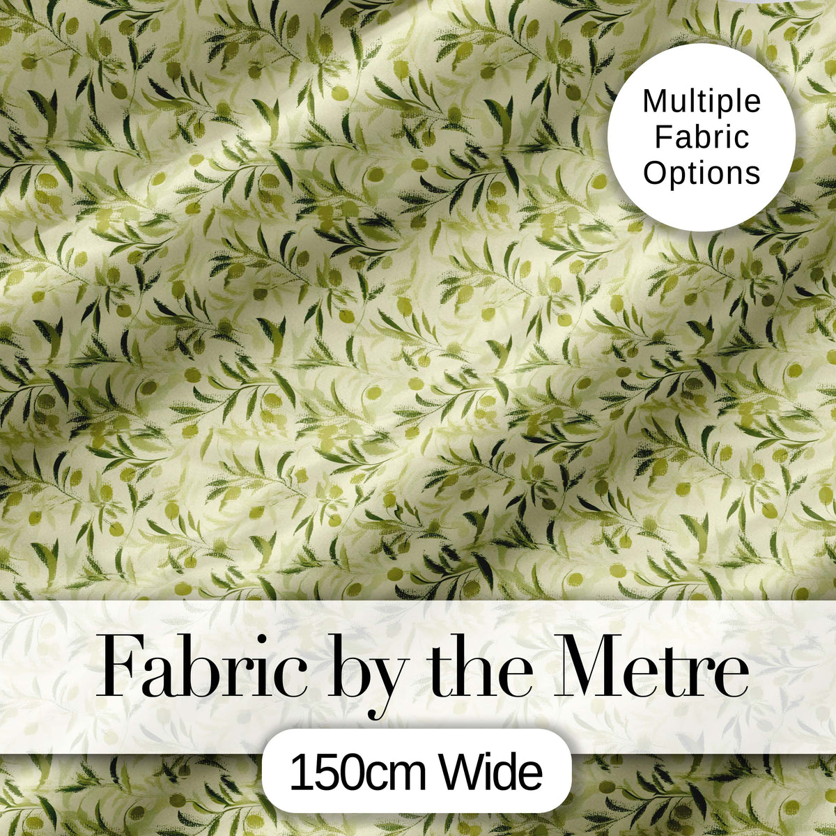 Soft Olive Leaves Watercolor Seamless Pattern Natural Botanical Digital Print Fabric by the Metre UK Sewing Quilting Textile